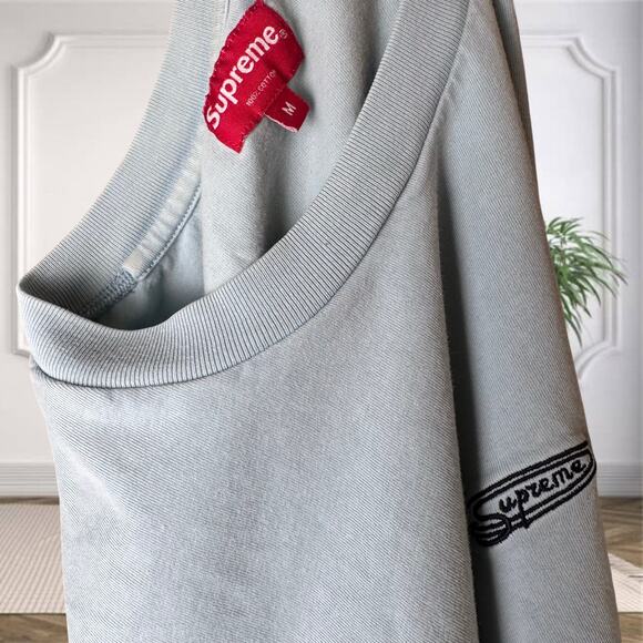 🩶 Supreme Oval S/S Top FW20 – Light Slate Embroidered Logo Tee - Picture 3 of 4